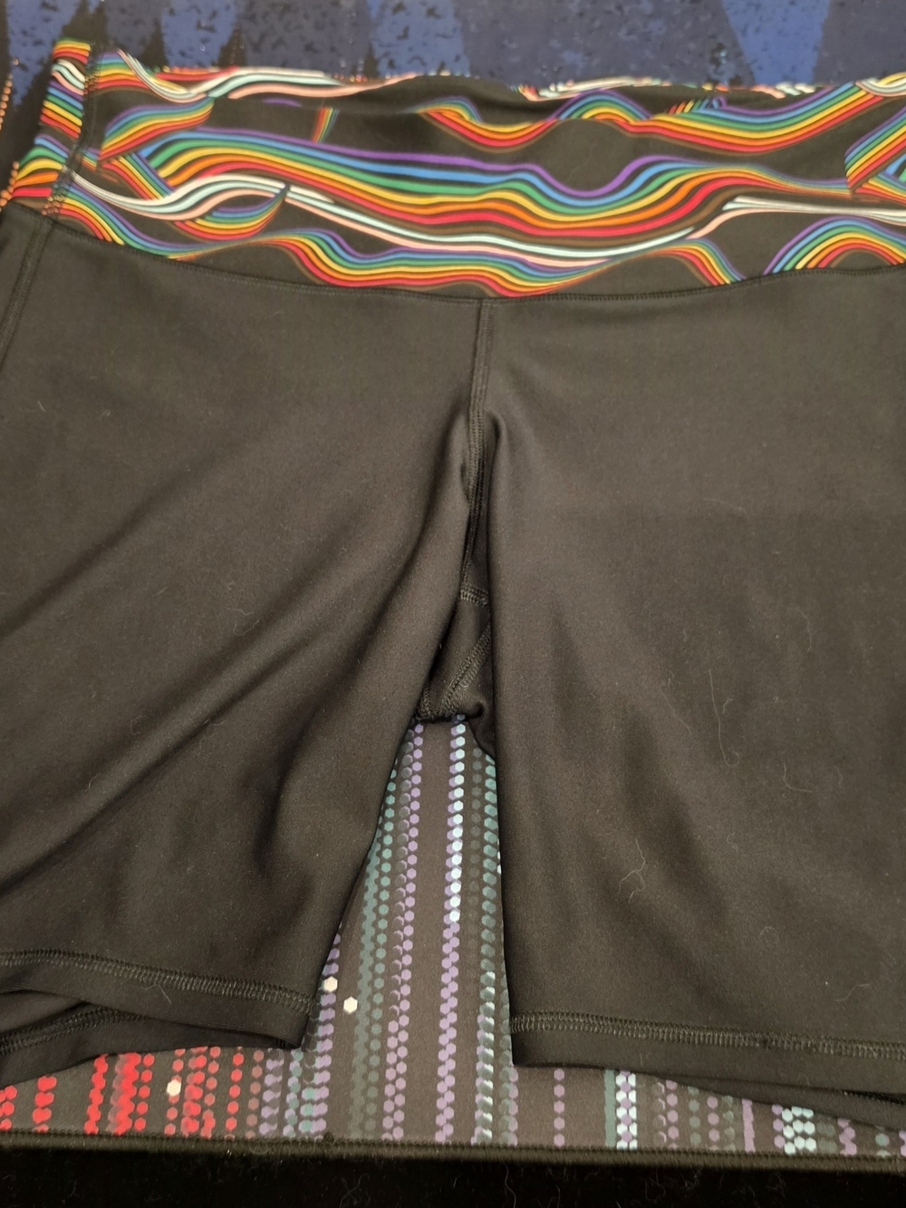 Under Armour Black Shorts with Wavy Rainbow Waistband